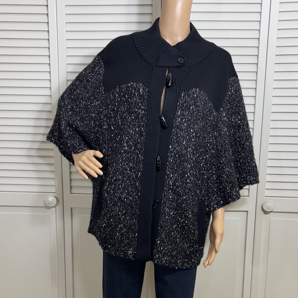 Marina Rinaldi Black Knit Poncho Medium (Size 12 - 14)